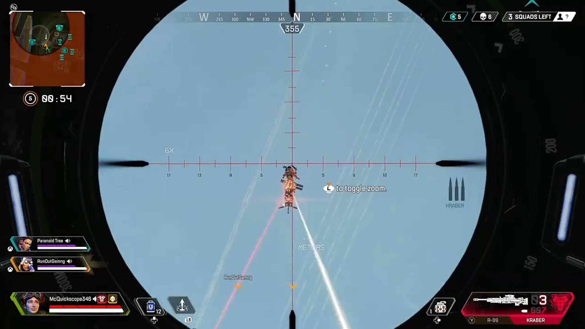 【APEX】空中に飛んでいるランパートをクレーバーで撃ち抜く動画