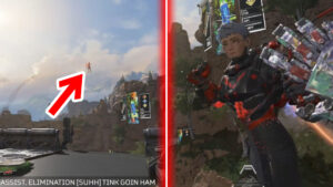 【APEX】遠くまで逃げたヴァルキリーを空中パンチで倒すパスファインダーが凄すぎるｗｗｗｗ