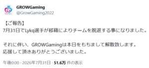 【APEX】GROWGamingが解散/GROWGamingCoreはCCに挑戦