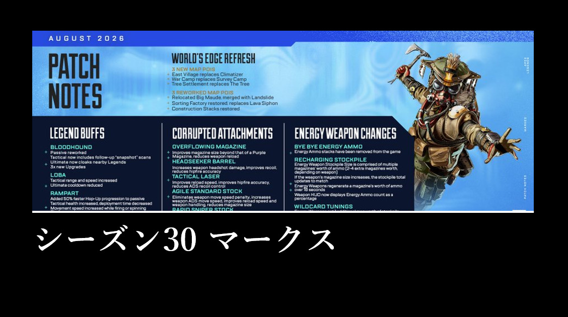 「Apex Legendsマークド」シーズン30パッチノート