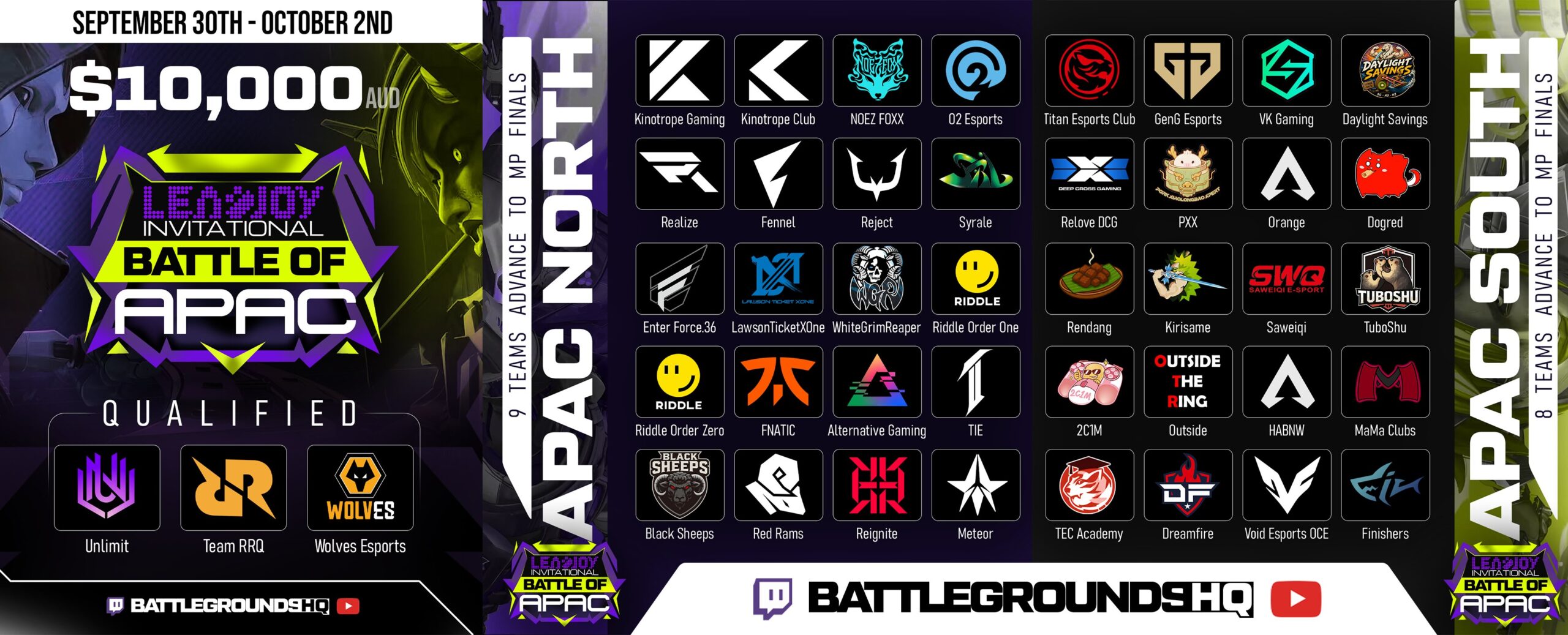 【APEX】Riddle、WGR、KNP、RejectなどAPAC Nのプロチームが参戦！BATTLE OF APACが20:00から配信