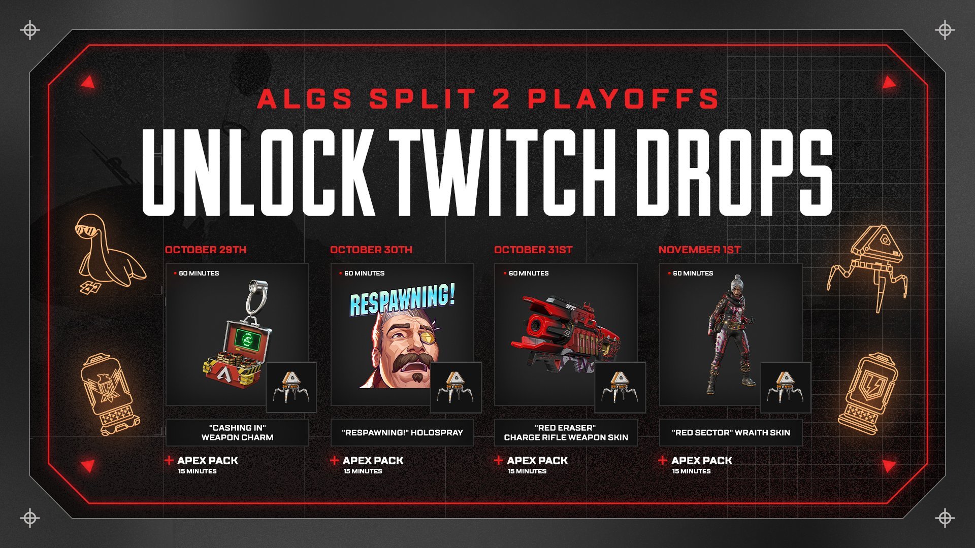 【APEX】ALGSをTwitchで視聴してアイテムをGET!Twitch DROPが今回もやります!